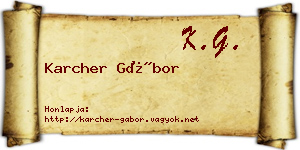 Karcher Gábor névjegykártya